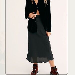 Free People Normani Bias Midi Skirt in Black